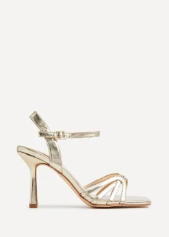 Linzi Helena Wide Fit Gold Faux Leather Heeled Sandals