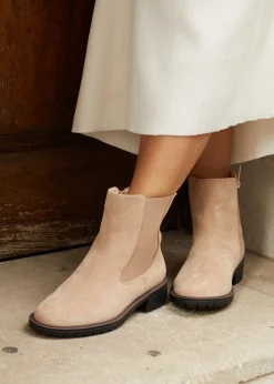 Linzi Holland Wide Fit Beige Faux Suede Classic Chelsea Boot