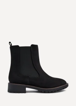 Linzi Holland Wide Fit Black Faux Suede Classic Chelsea Boot