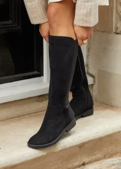 Linzi Knight Black Faux Suede High Leg Boot