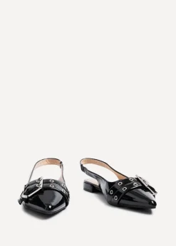 Linzi Libby Black Patent Pointed Flat Shoes