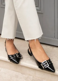 Linzi Libby Black Patent Pointed Flat Shoes