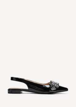 Linzi Libby Black Patent Pointed Flat Shoes