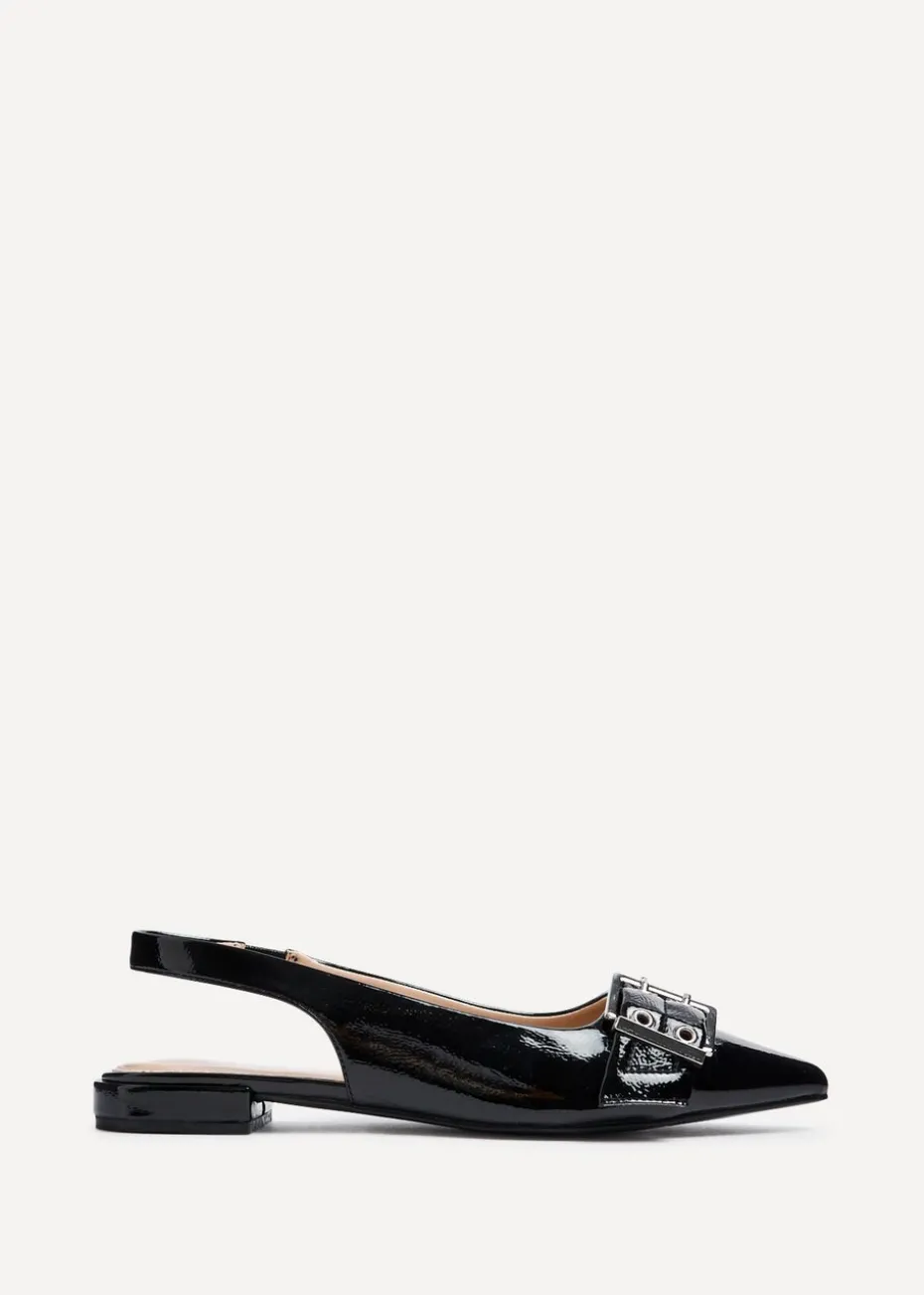 Linzi Libby Black Patent Pointed Flat Shoes