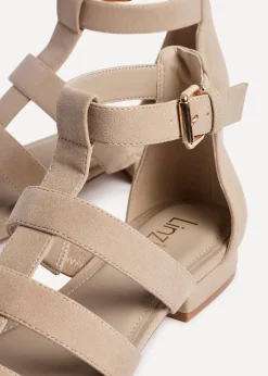 Linzi Liberate Taupe Faux Suede Closed Back Gladiator Sandals