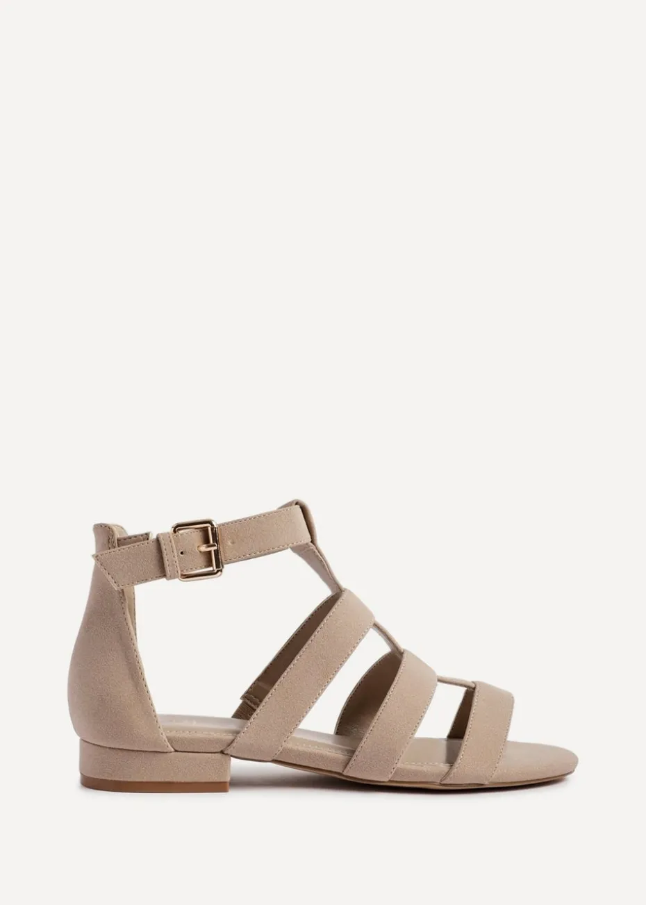 Linzi Liberate Taupe Faux Suede Closed Back Gladiator Sandals