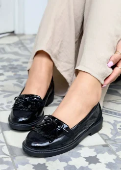 Linzi Mallo Black Faux Suede & Leather Classic Loafer