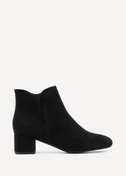 Linzi Manor Black Faux Suede Block Heeled Ankle Boot