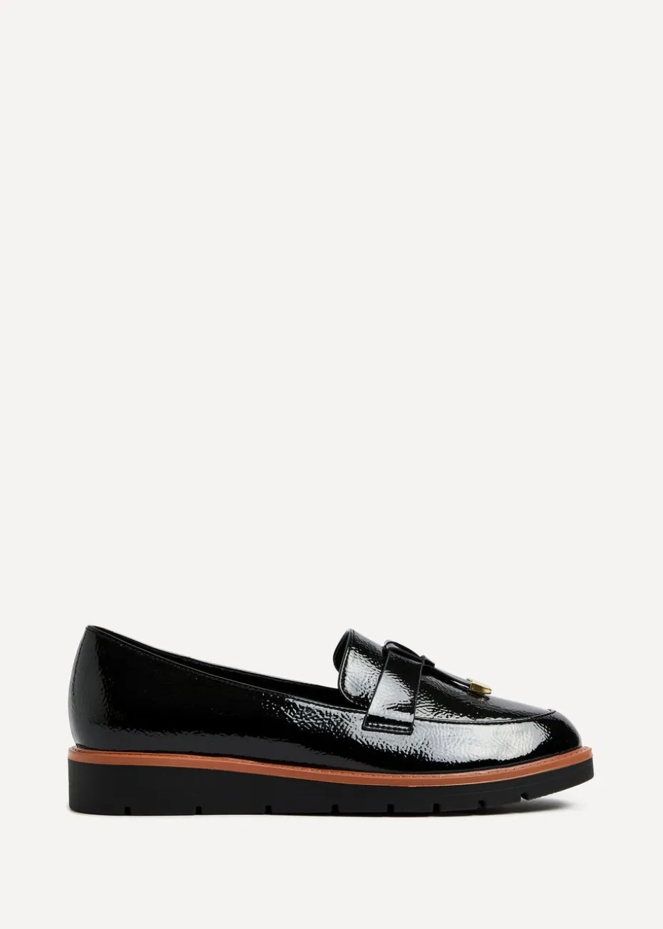 Linzi Nancy Black Patent Faux Leather Loafer