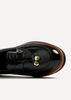 Linzi Nancy Black Patent Faux Leather Loafer