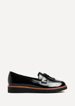Linzi Nancy Black Patent Faux Leather Loafer