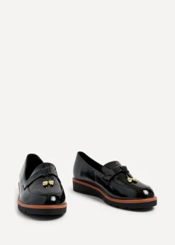Linzi Nancy Black Patent Faux Leather Loafer