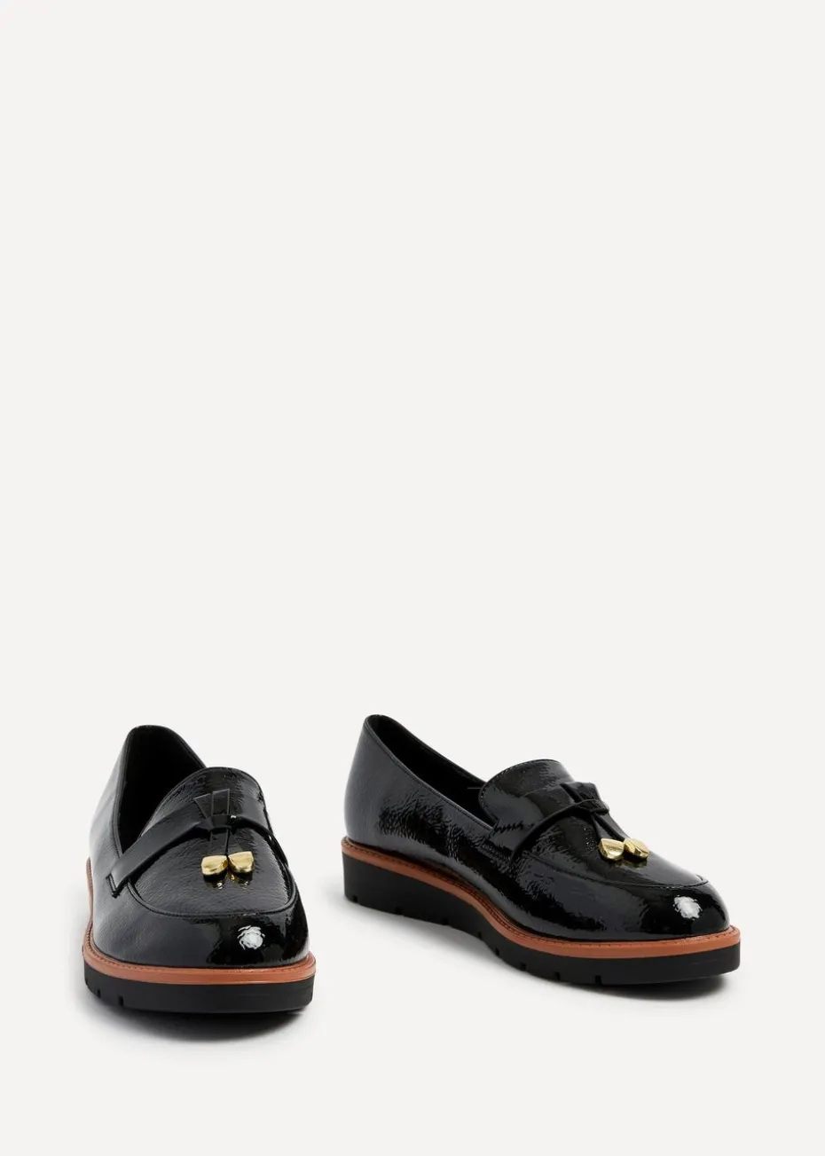 Linzi Nancy Black Patent Faux Leather Loafer
