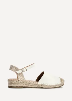 Linzi Neroli White Faux Leather Closed Toe Espadrille Flatform Sandal