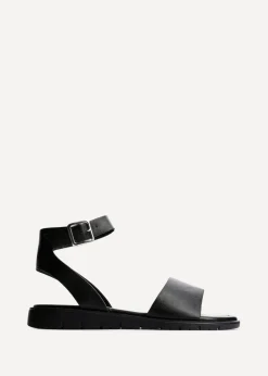 Linzi Nora Black Faux Leather Footbed Two Part Sandal