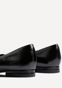 Linzi Orian Black Faux Leather Pointed Toe Ballet Flats