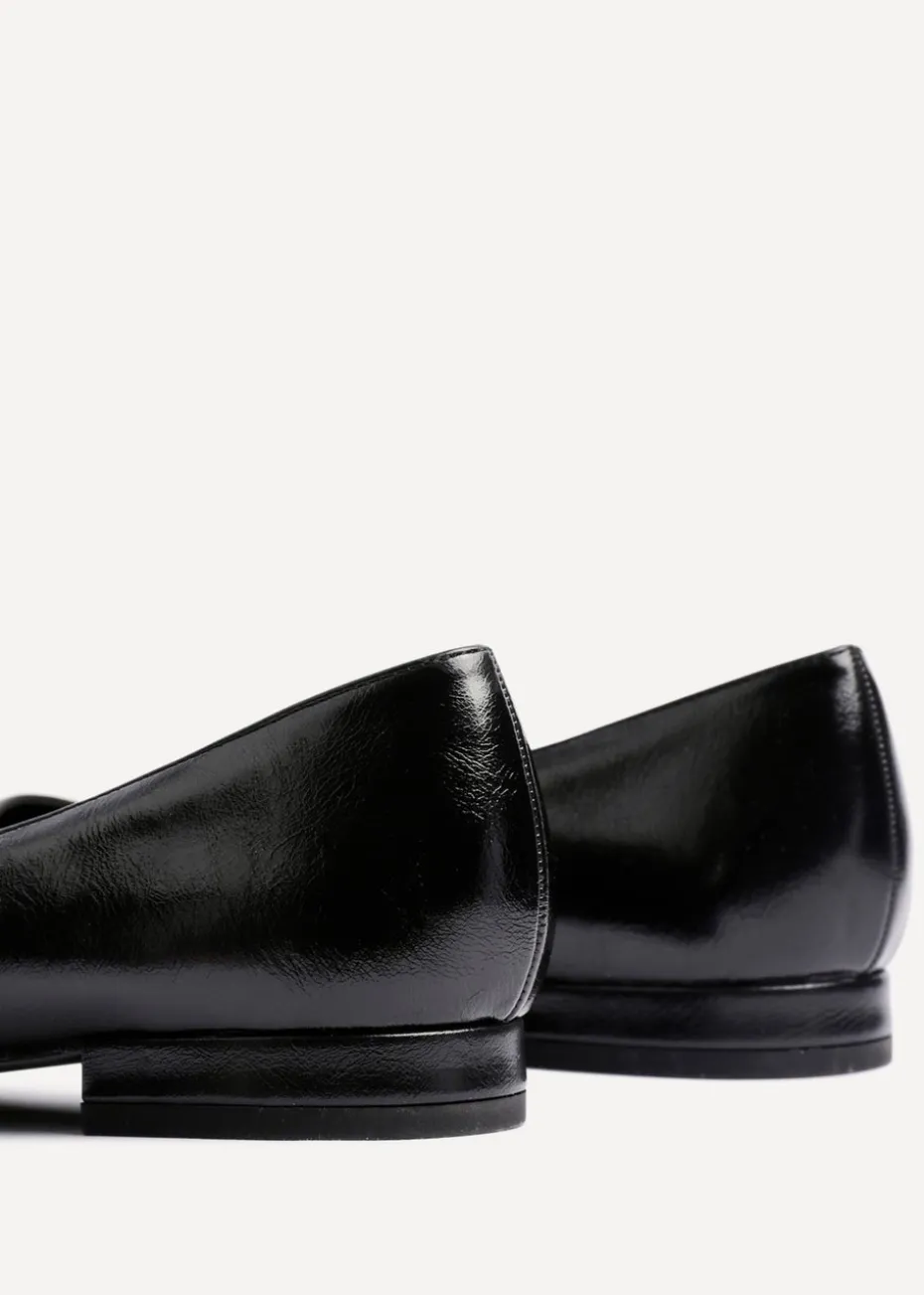 Linzi Orian Black Faux Leather Pointed Toe Ballet Flats