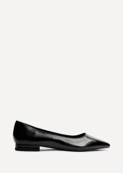 Linzi Orian Black Faux Leather Pointed Toe Ballet Flats