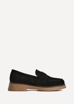 Linzi Poised Black Suede Classic Loafer