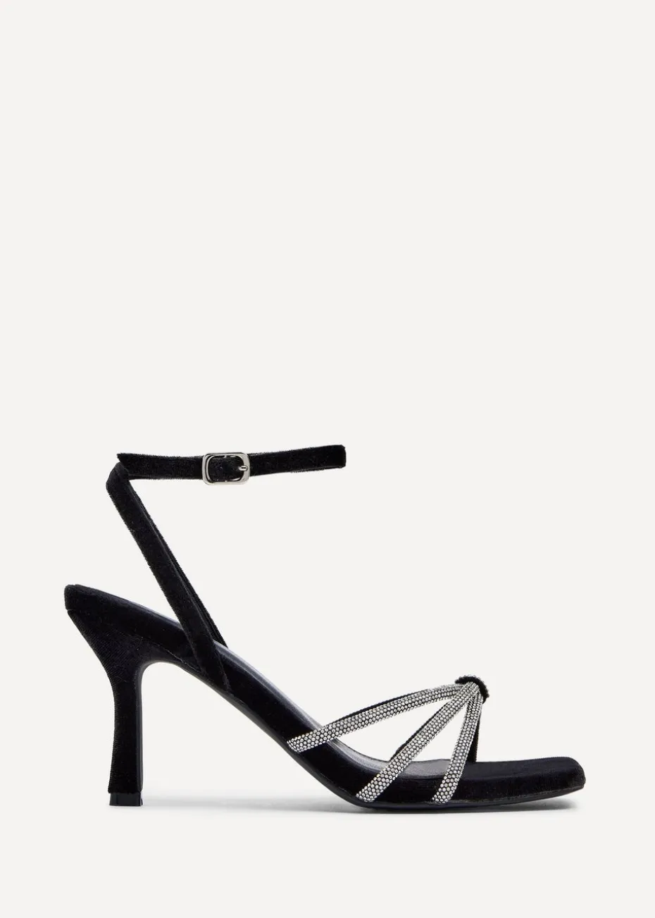 Linzi Polly Black Velvet Stiletto Heeled Sandal