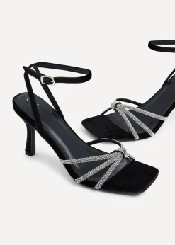 Linzi Polly Black Velvet Stiletto Heeled Sandal