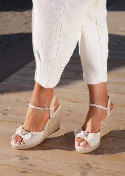 Linzi Portofino Beige Canvas Espadrille Wedge