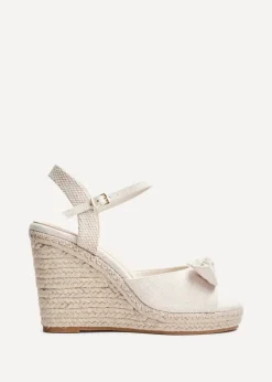 Linzi Portofino Beige Canvas Espadrille Wedge