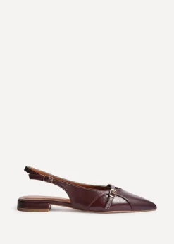 Linzi Prague Burgundy Faux Leather Pointed Toe Ballet Flat