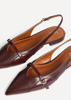 Linzi Prague Burgundy Faux Leather Pointed Toe Ballet Flat