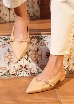 Linzi Prague Nude Faux Leather Pointed Toe Ballet Flat