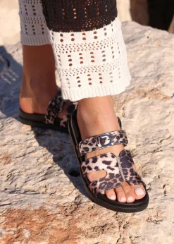 Linzi Rowan Leopard Print Footbed Linked Design Sandal