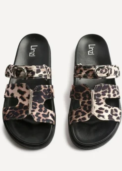 Linzi Rowan Leopard Print Footbed Linked Design Sandal