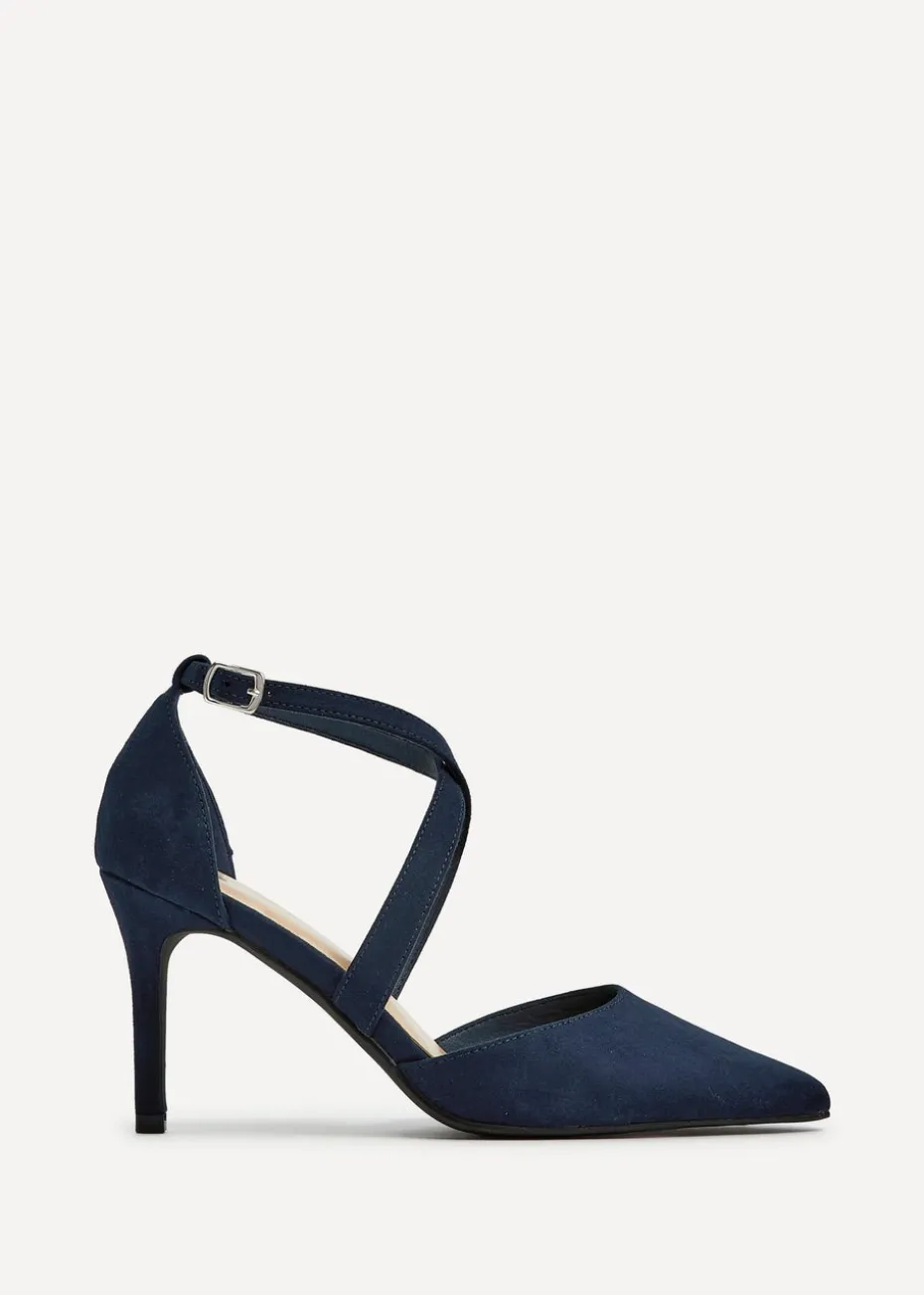 Linzi Runway Navy Faux Suede Stiletto Court Heel