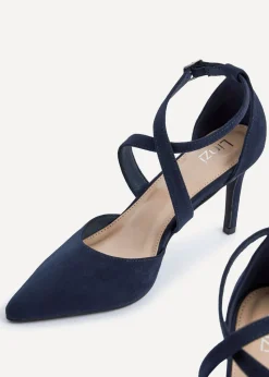 Linzi Runway Navy Faux Suede Stiletto Court Heel