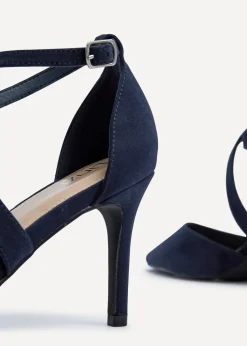 Linzi Runway Navy Faux Suede Stiletto Court Heel