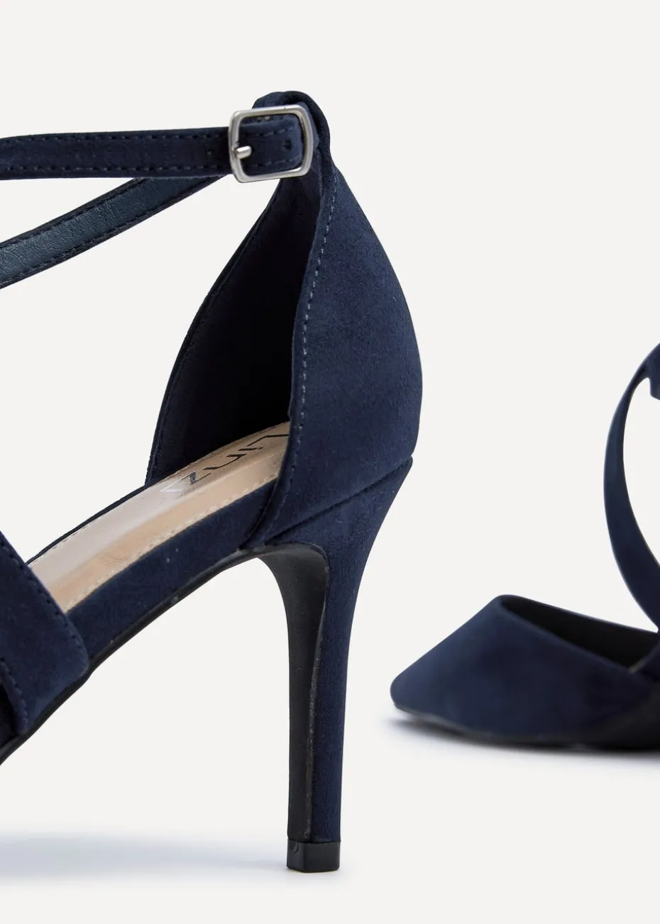 Linzi Runway Navy Faux Suede Stiletto Court Heel