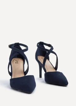 Linzi Runway Navy Faux Suede Stiletto Court Heel