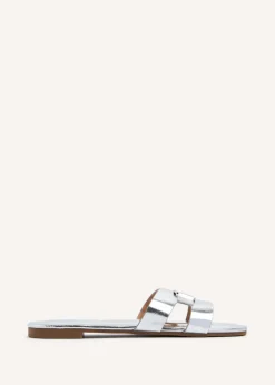 Linzi Sasha Silver Faux Leather Slider Sandal