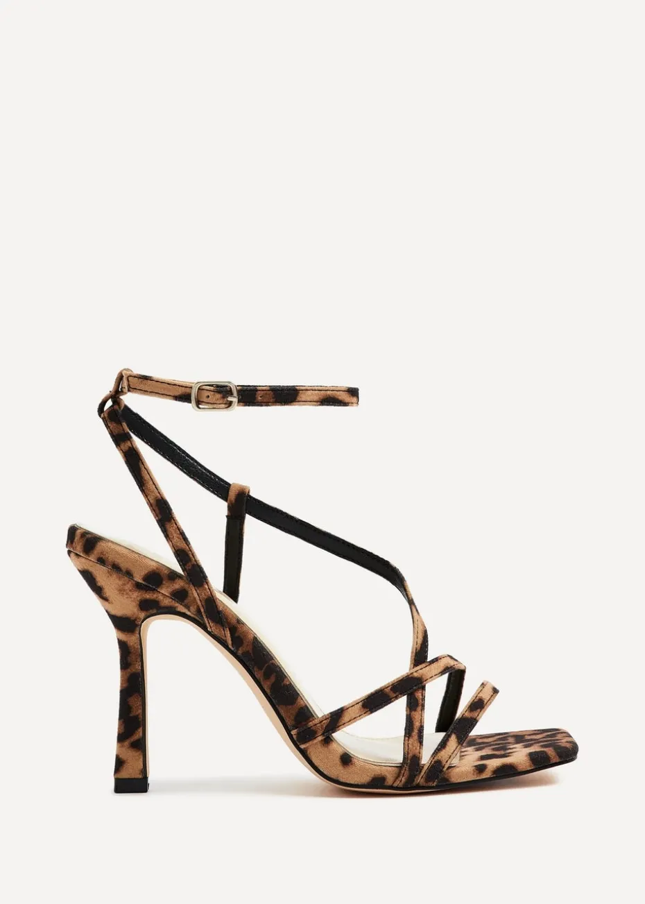 Linzi Savannah Leopard Print Faux Suede Strappy Stiletto High Heel