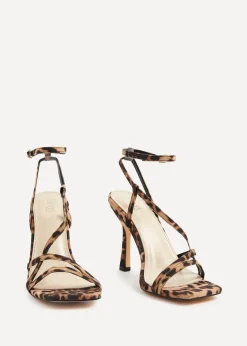 Linzi Savannah Leopard Print Faux Suede Strappy Stiletto High Heel