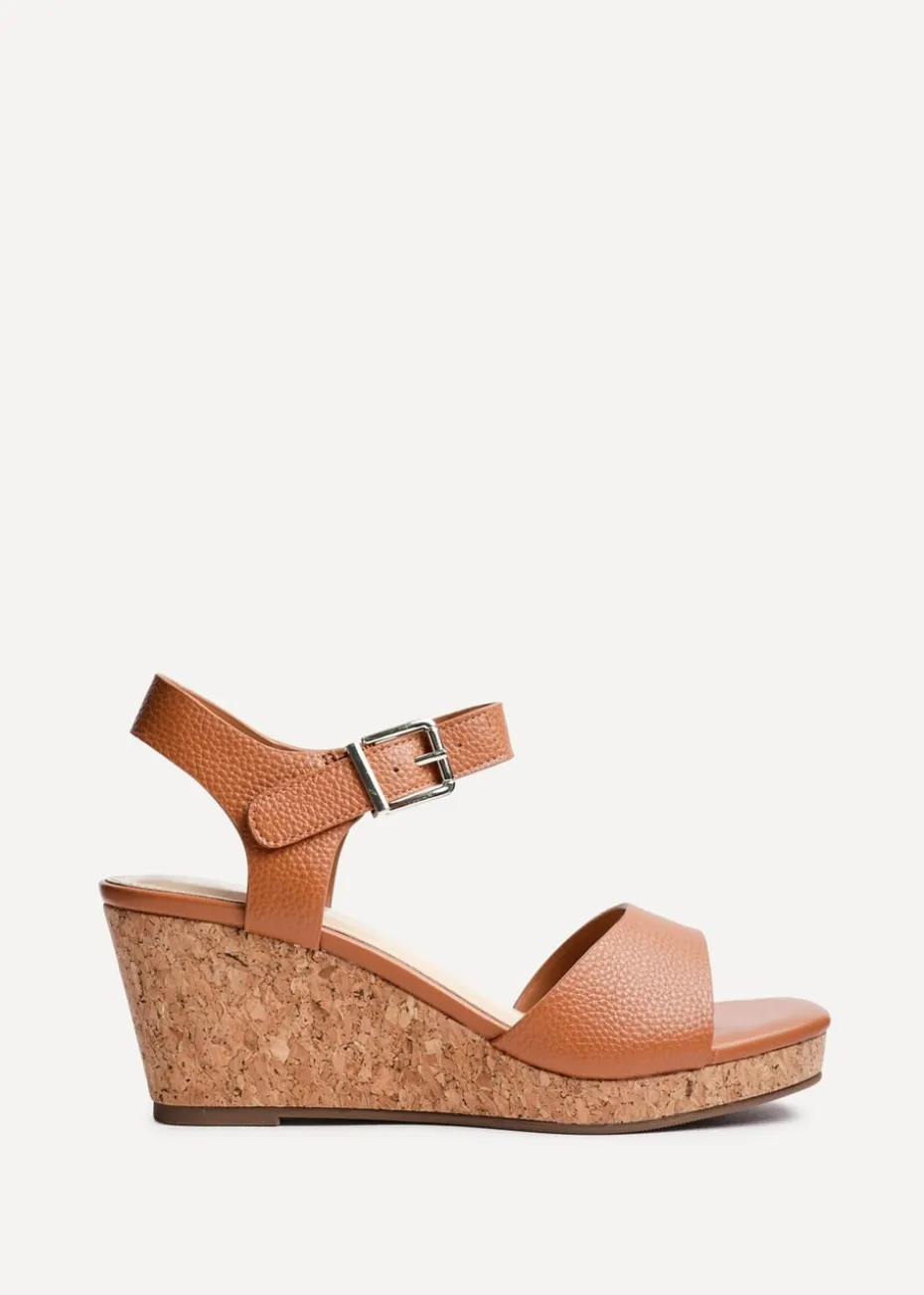 Linzi Sierra Tan Faux Leather Cork Platform Wedge