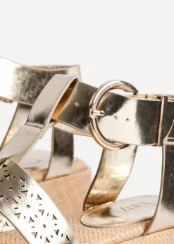 Linzi Sunkissed Gold Faux Leather Gladiator Flatform Sandal