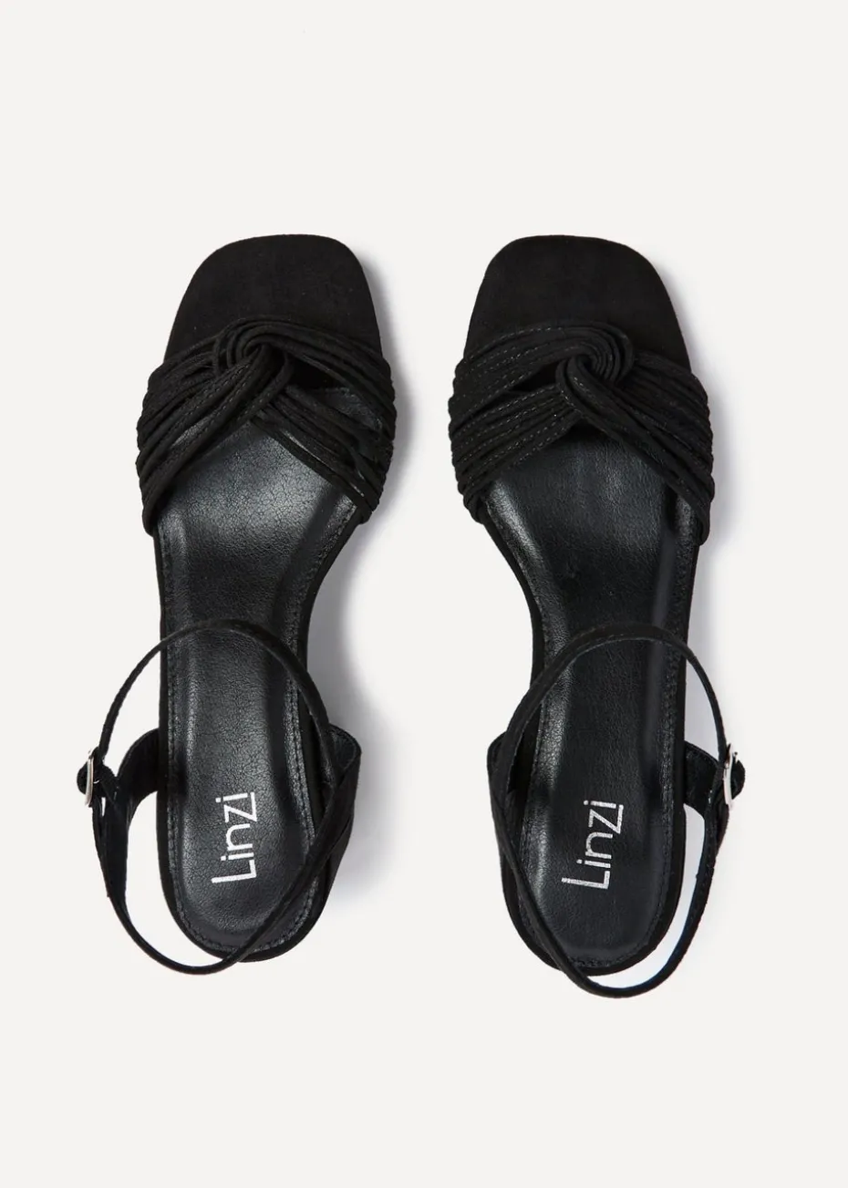 Linzi Susanna Black Faux Suede Block Heeled Sandal