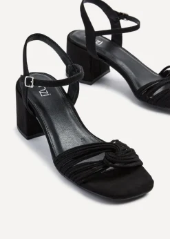 Linzi Susanna Black Faux Suede Block Heeled Sandal