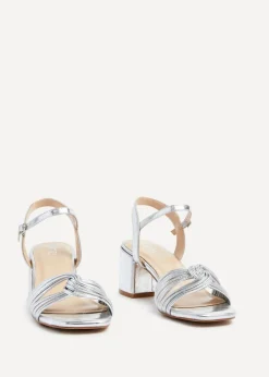 Linzi Susanna Silver Faux Leather Block Heeled Sandal