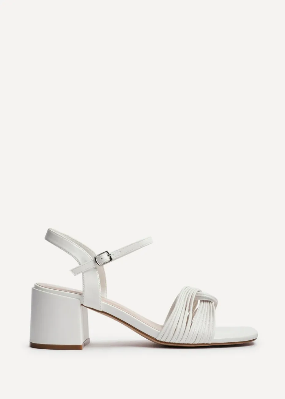 Linzi Susanna White Faux Leather Block Heeled Sandal