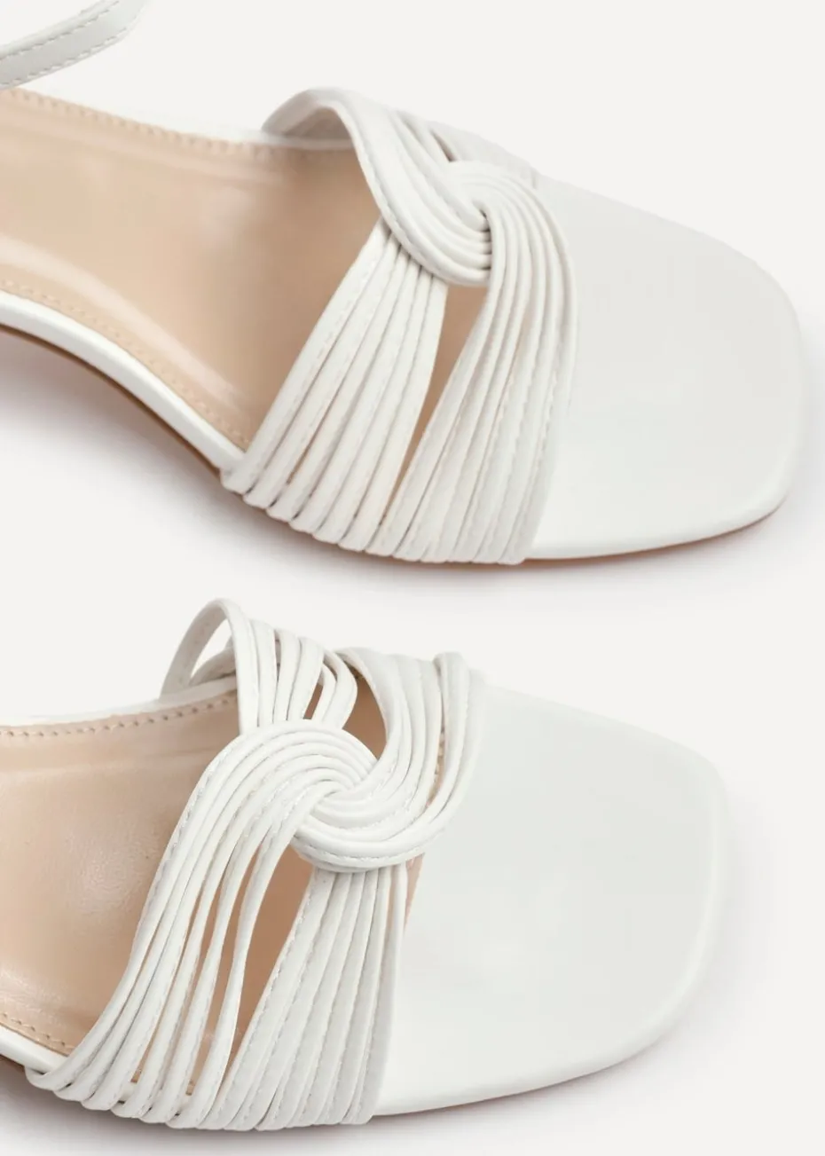 Linzi Susanna White Faux Leather Block Heeled Sandal