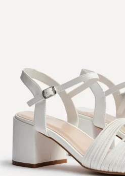 Linzi Susanna White Faux Leather Block Heeled Sandal