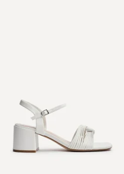 Linzi Susanna White Faux Leather Block Heeled Sandal