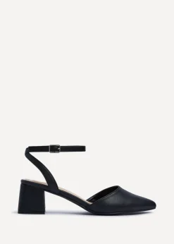 Linzi Suzy Wide Fit Black Faux Leather Court Heel